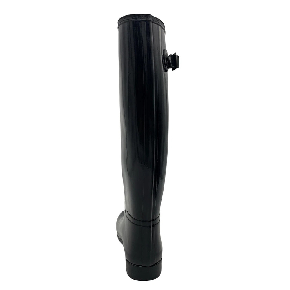 HUNTER Women's Refined Tall Gloss Rain Boots Black - Medium - Picture 4 of 5